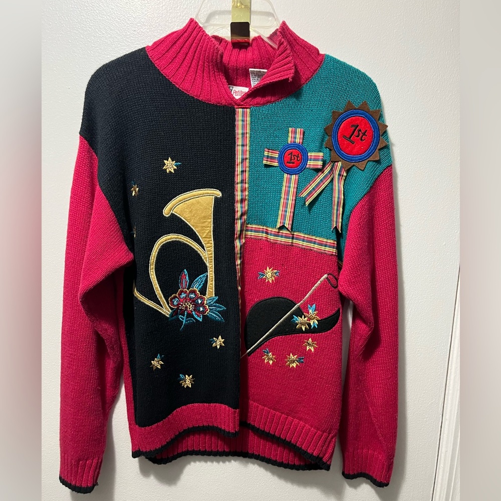 Vibrant Women's Cowl Neck Sweater with Embroidered Accents
